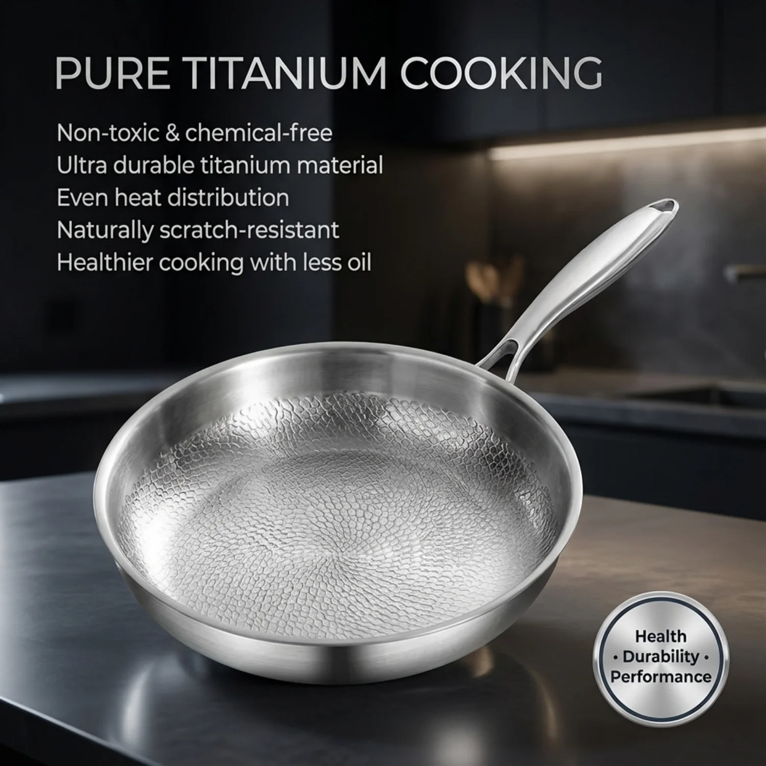 Pure Titanium Hammered Pan Set + FREE LID - Image 7